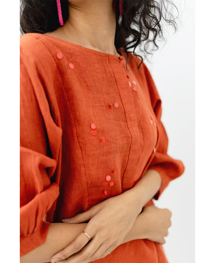 Buy Okhai Whispering Rose Hand Embroidered Mirror Work Kurta Pants (Set of  2) online